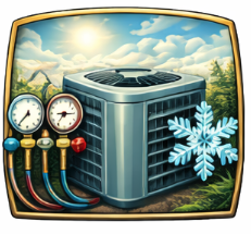 Professional air conditioning services - AC unit with gauge