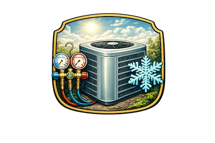 Air conditioning services - AC unit with gauge and snowflake