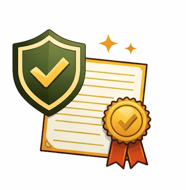 Integrity with shield, badge, and verification